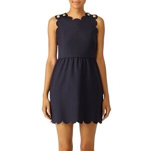 Elegant Valentino spa Navy Scalloped Dress size 44